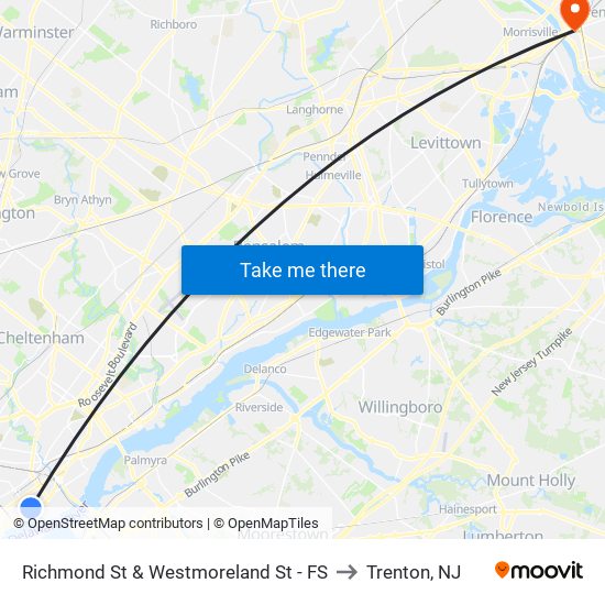 Richmond St & Westmoreland St - FS to Trenton, NJ map
