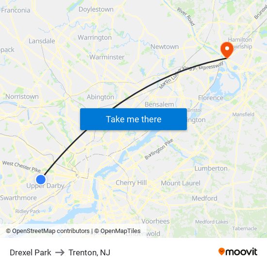 Drexel Park to Trenton, NJ map