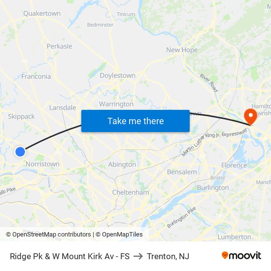 Ridge Pk & W Mount Kirk Av - FS to Trenton, NJ map