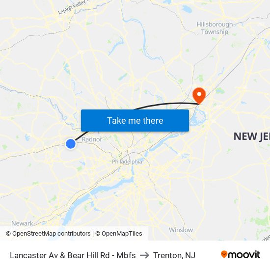 Lancaster Av & Bear Hill Rd - Mbfs to Trenton, NJ map