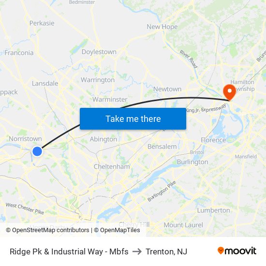 Ridge Pk & Industrial Way - Mbfs to Trenton, NJ map