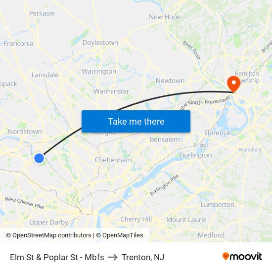 Elm St & Poplar St - Mbfs to Trenton, NJ map