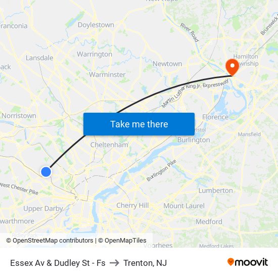 Essex Av & Dudley St - Fs to Trenton, NJ map