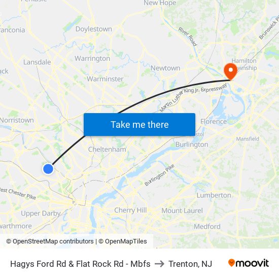Hagys Ford Rd & Flat Rock Rd - Mbfs to Trenton, NJ map