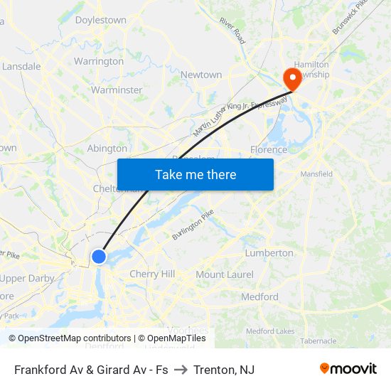 Frankford Av & Girard Av - Fs to Trenton, NJ map