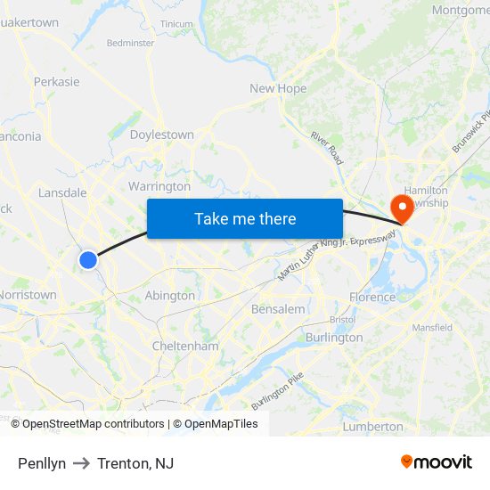 Penllyn to Trenton, NJ map