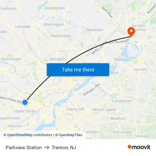 Parkview Station to Trenton, NJ map