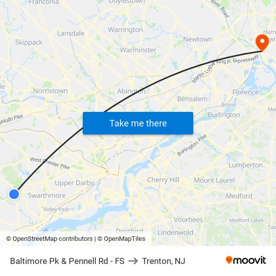 Baltimore Pk & Pennell Rd - FS to Trenton, NJ map