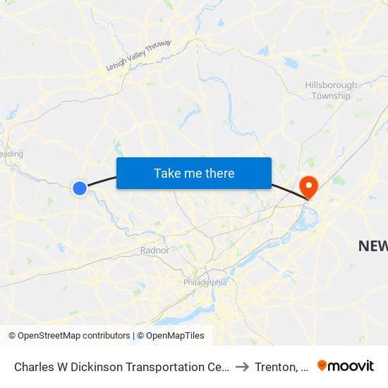 Charles W Dickinson Transportation Center to Trenton, NJ map