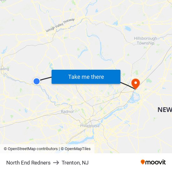 North End Redners to Trenton, NJ map