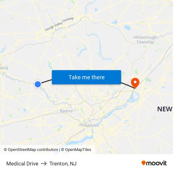 Medical Drive to Trenton, NJ map