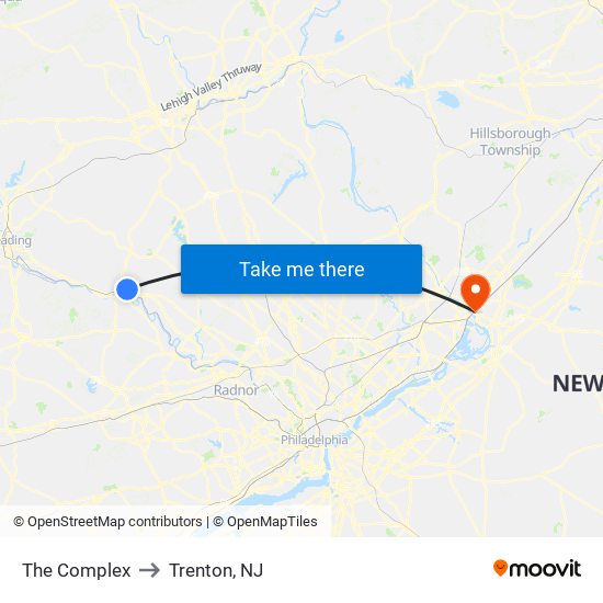 The Complex to Trenton, NJ map