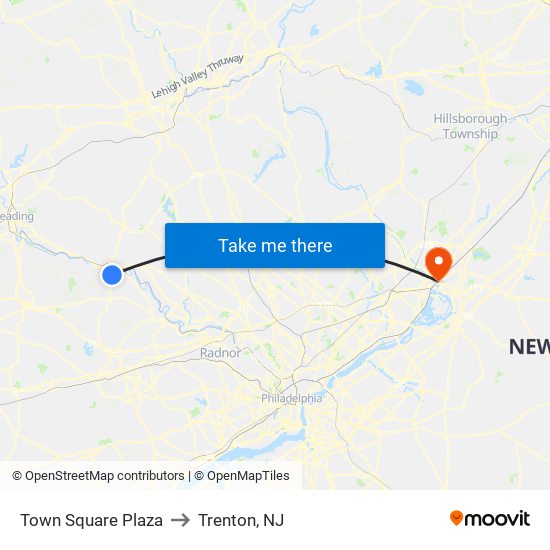 Town Square Plaza to Trenton, NJ map