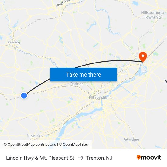 Lincoln Hwy & Mt. Pleasant St. to Trenton, NJ map