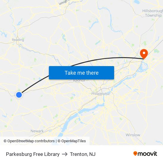 Parkesburg Free Library to Trenton, NJ map