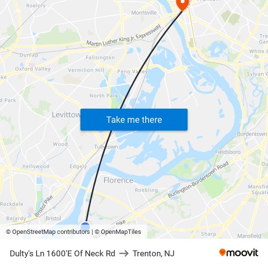 Dulty's Ln 1600'E Of Neck Rd to Trenton, NJ map