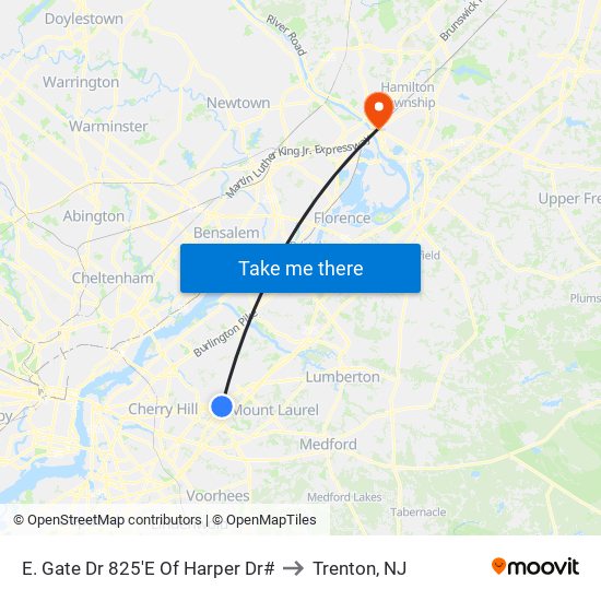 E. Gate Dr 825'E Of Harper Dr# to Trenton, NJ map