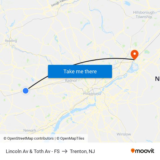 Lincoln Av & Toth Av - FS to Trenton, NJ map