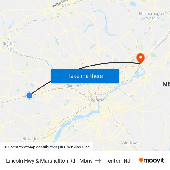 Lincoln Hwy & Marshallton Rd - Mbns to Trenton, NJ map