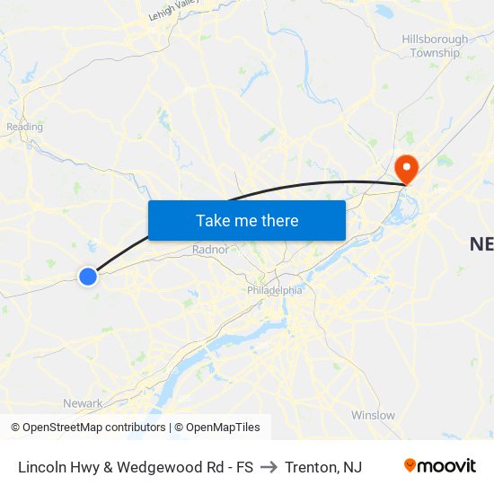 Lincoln Hwy & Wedgewood Rd - FS to Trenton, NJ map