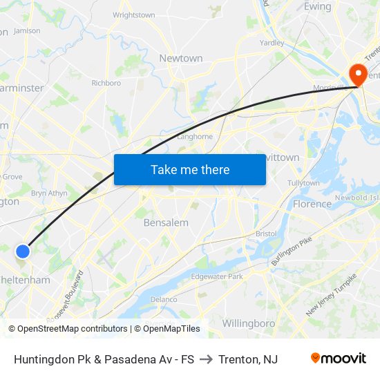 Huntingdon Pk & Pasadena Av - FS to Trenton, NJ map