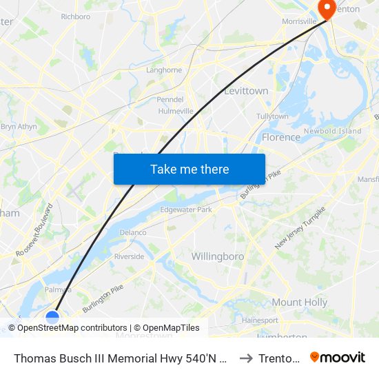 Thomas Busch III Memorial Hwy 540'N Of National H# to Trenton, NJ map