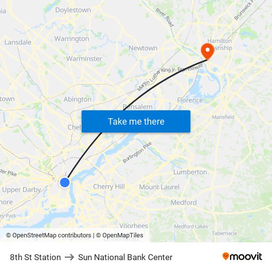 8th St Station to Sun National Bank Center map