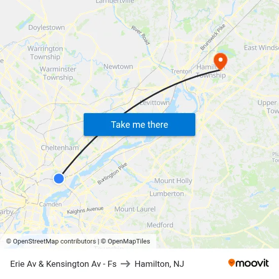 Erie Av & Kensington Av - Fs to Hamilton, NJ map