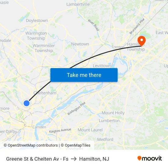 Greene St & Chelten Av - Fs to Hamilton, NJ map