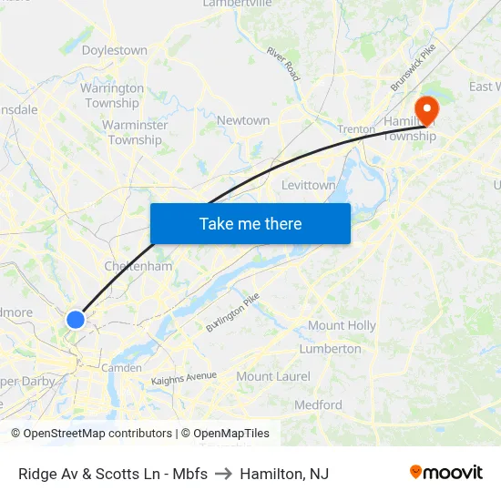 Ridge Av & Scotts Ln - Mbfs to Hamilton, NJ map