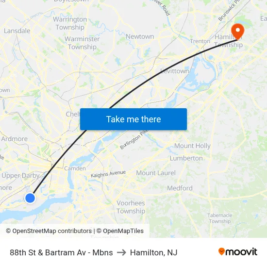 88th St & Bartram Av - Mbns to Hamilton, NJ map