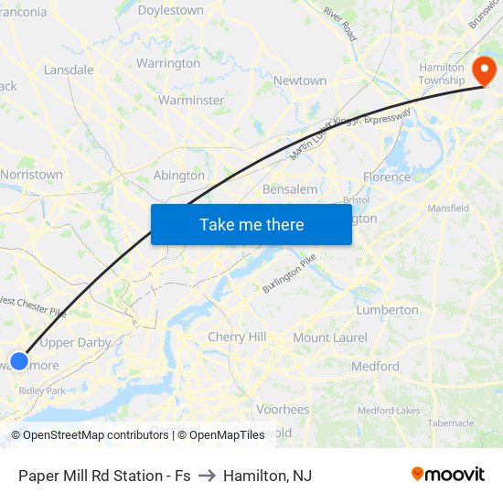 Paper Mill Rd Station - Fs to Hamilton, NJ map