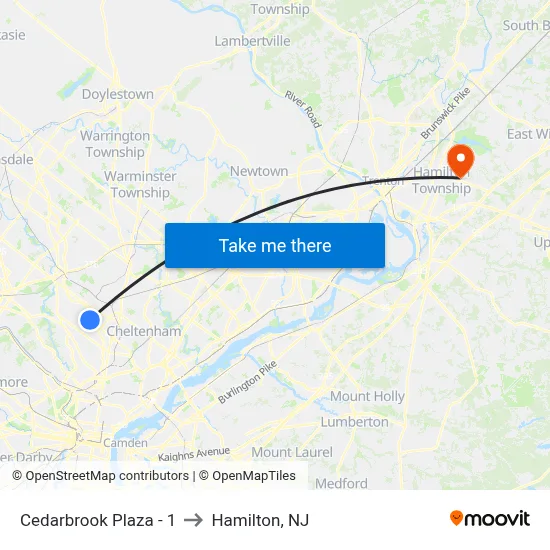 Cedarbrook Plaza - 1 to Hamilton, NJ map