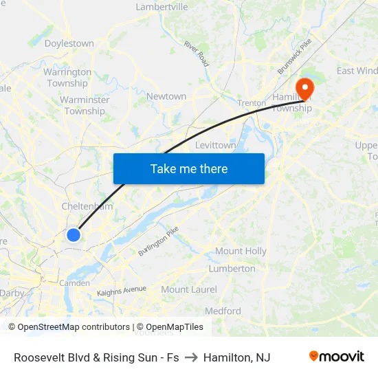 Roosevelt Blvd & Rising Sun - Fs to Hamilton, NJ map