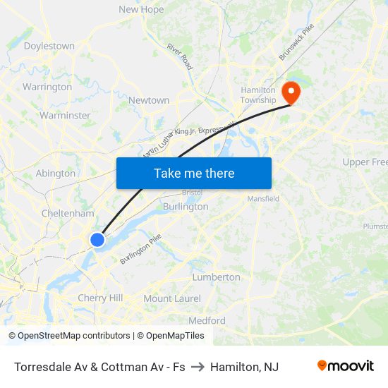Torresdale Av & Cottman Av - Fs to Hamilton, NJ map