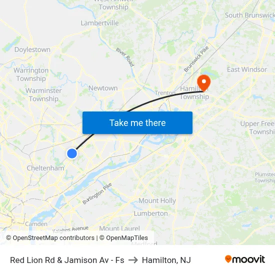 Red Lion Rd & Jamison Av - Fs to Hamilton, NJ map