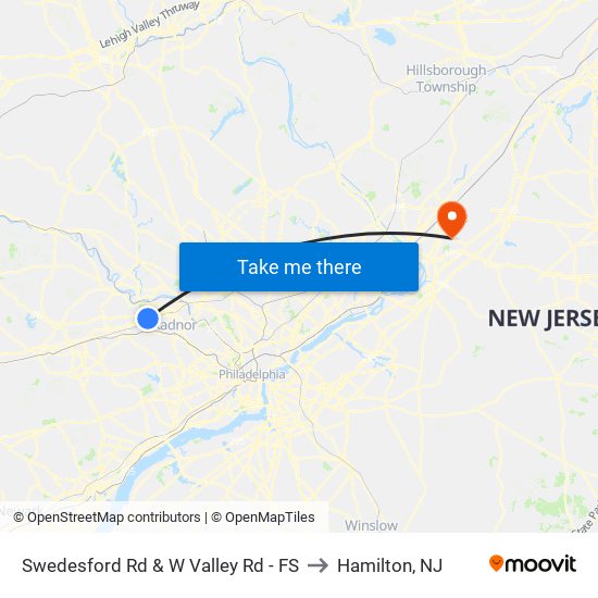 Swedesford Rd & W Valley Rd - FS to Hamilton, NJ map