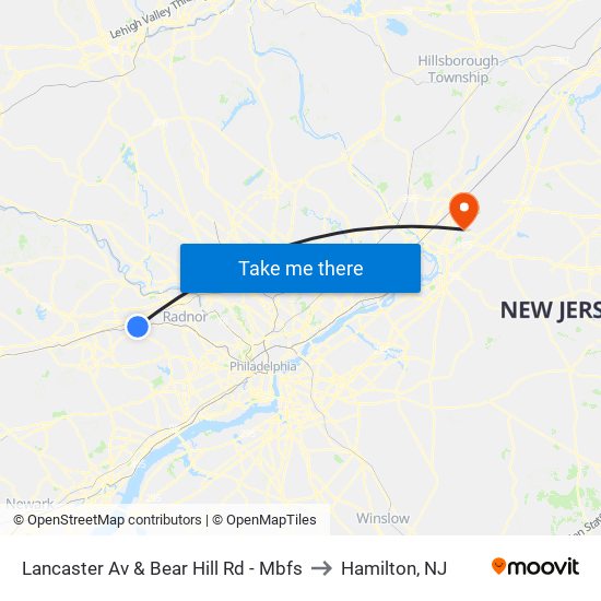 Lancaster Av & Bear Hill Rd - Mbfs to Hamilton, NJ map