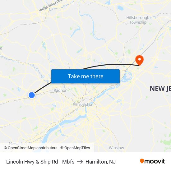 Lincoln Hwy & Ship Rd - Mbfs to Hamilton, NJ map