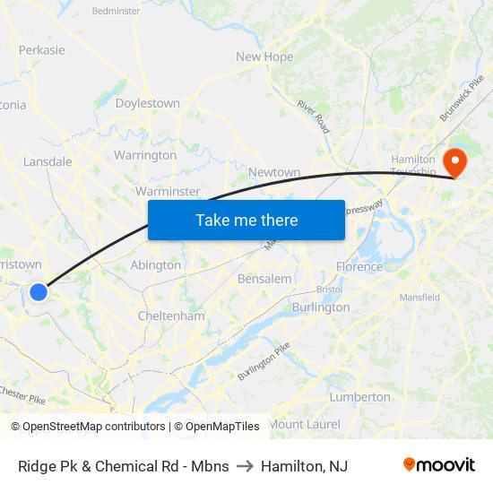 Ridge Pk & Chemical Rd - Mbns to Hamilton, NJ map