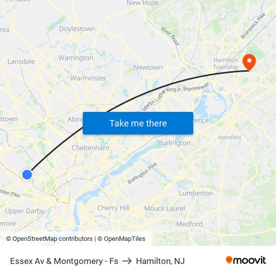 Essex Av & Montgomery - Fs to Hamilton, NJ map