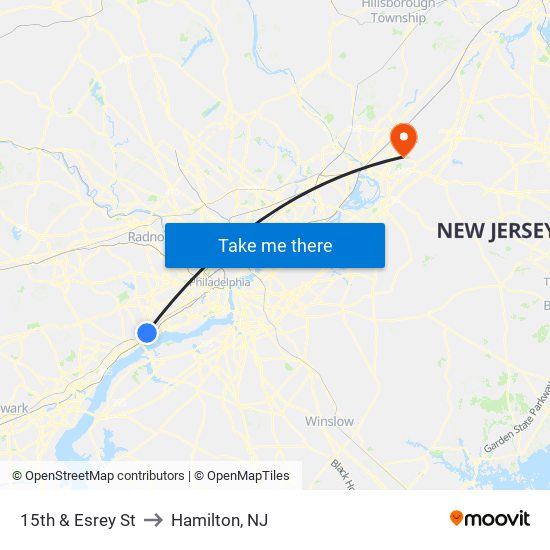 15th & Esrey St to Hamilton, NJ map