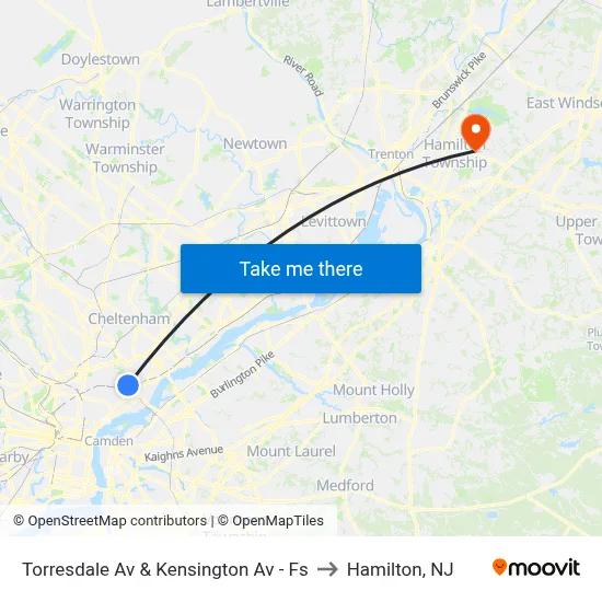 Torresdale Av & Kensington Av - Fs to Hamilton, NJ map