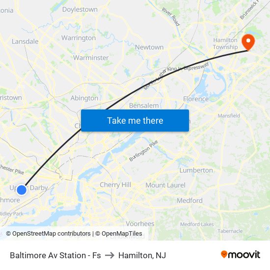 Baltimore Av Station - Fs to Hamilton, NJ map