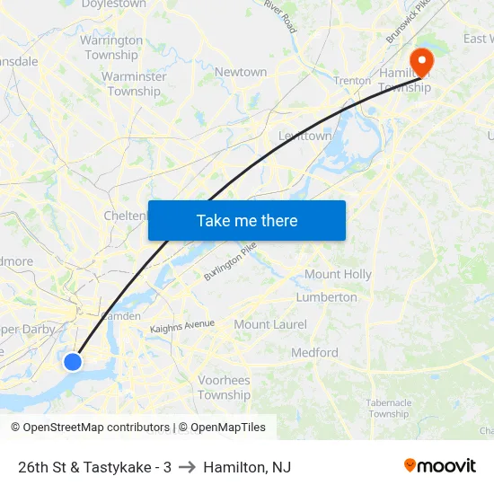 26th St & Tastykake - 3 to Hamilton, NJ map