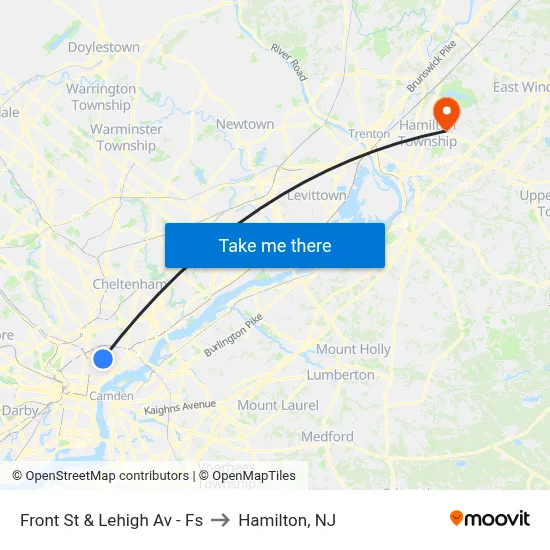 Front St & Lehigh Av - Fs to Hamilton, NJ map