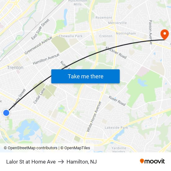 Lalor St at Home Ave to Hamilton, NJ map