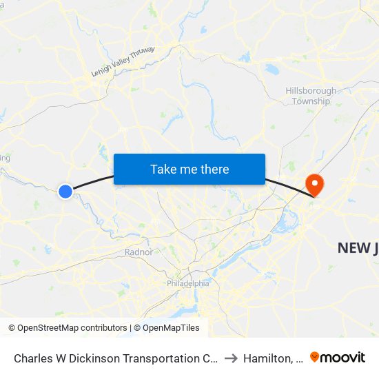 Charles W Dickinson Transportation Center to Hamilton, NJ map