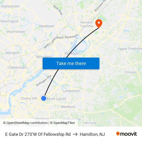 E Gate Dr 270'W Of Fellowship Rd to Hamilton, NJ map