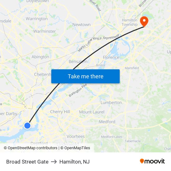 Broad Street Gate to Hamilton, NJ map